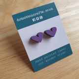 Mini wooden heart studs - Stainless steel posts