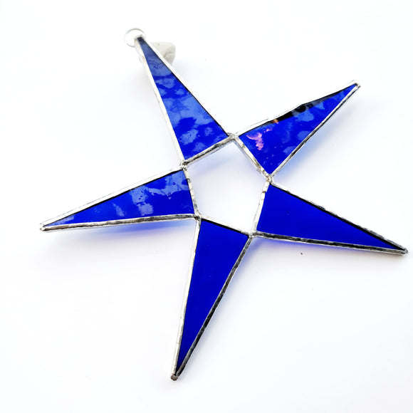 Dark Blue Stained Glass Star Suncatcher