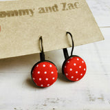 Japanese Fabric Earrings / Polka Dot Red