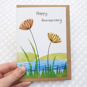 Happy Anniversary -  Wild flower meadow art card