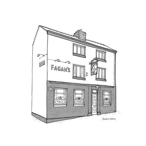 Fagan's Pub Sheffield Square Print 21cm
