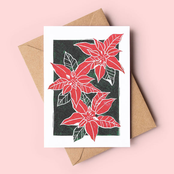 Poinsettia flowers Art Card