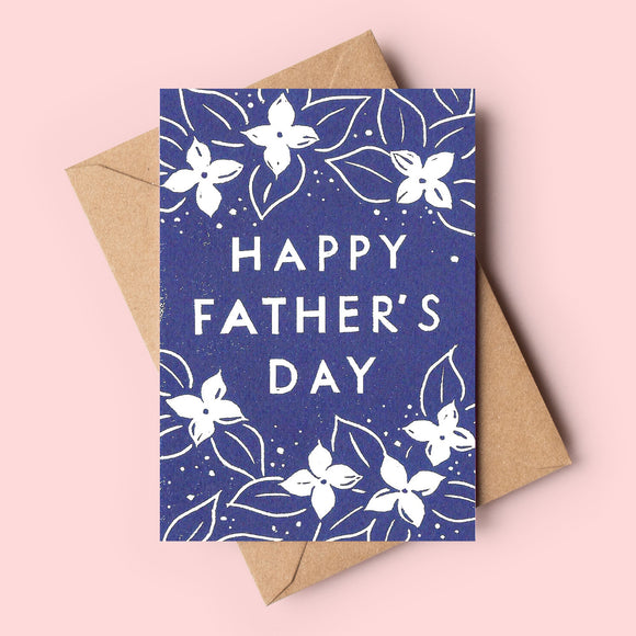 Happy Father's Day Linocut Floral Card