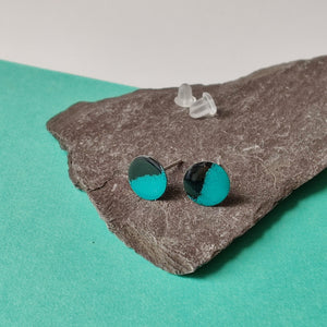 Studs - Circle - Black and Teal