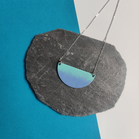 Necklace - Semi Circle - Mint and Powder Blue