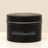 Lemon grass + ginger small tin soy wax candle
