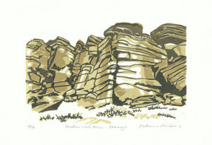 Heather Wall Area- Stanage  - Linocut Original Print (Edition of 18)