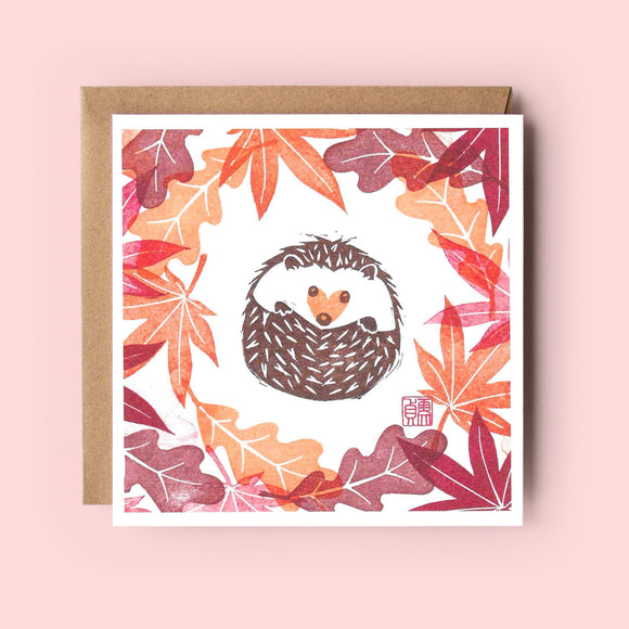 Autumn Hedgehog Greeting Card