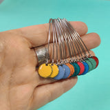 Long Drop Earrings - Circle - Orange