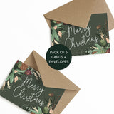 Merry Christmas Green Botanical Card