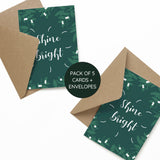 Shine Bright Botanical Emerald Green Christmas Card