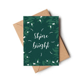 Shine Bright Botanical Emerald Green Christmas Card