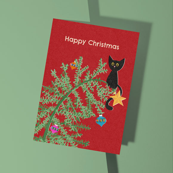 Christmas Card - Cat in Tree