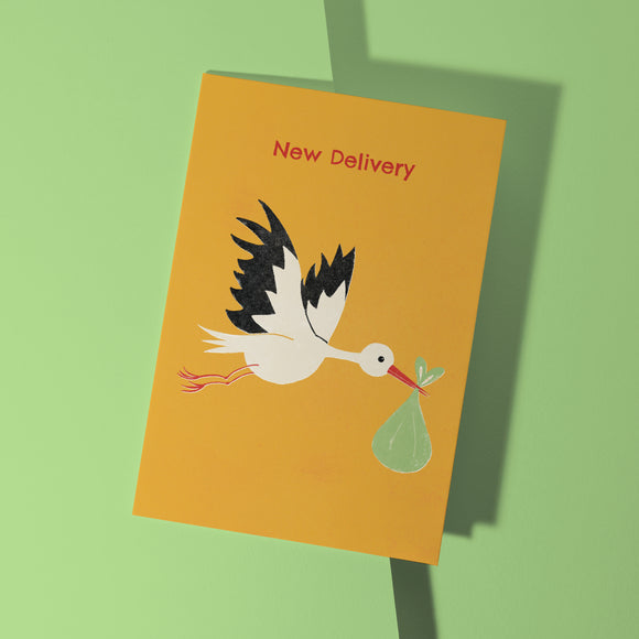 New Delivery Stork Baby Card