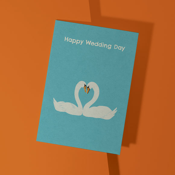 Swans Happy Wedding Day Card