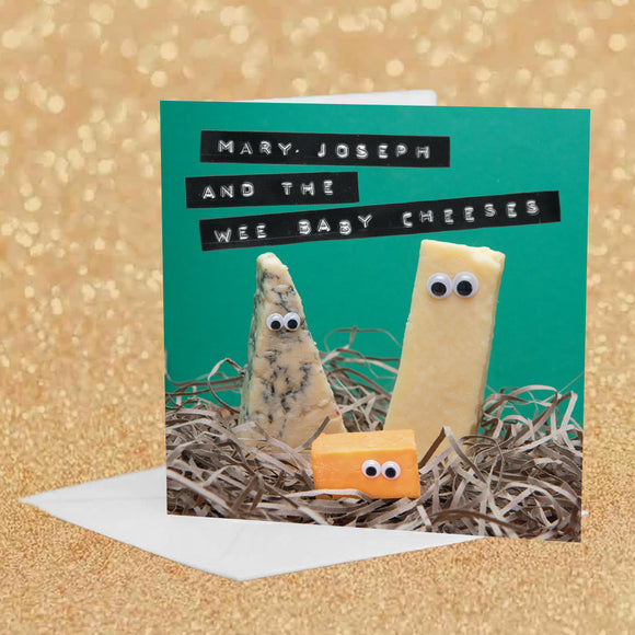 Christmas Googly Eye Card - Mary Joseph and the Wee Baby Cheeses