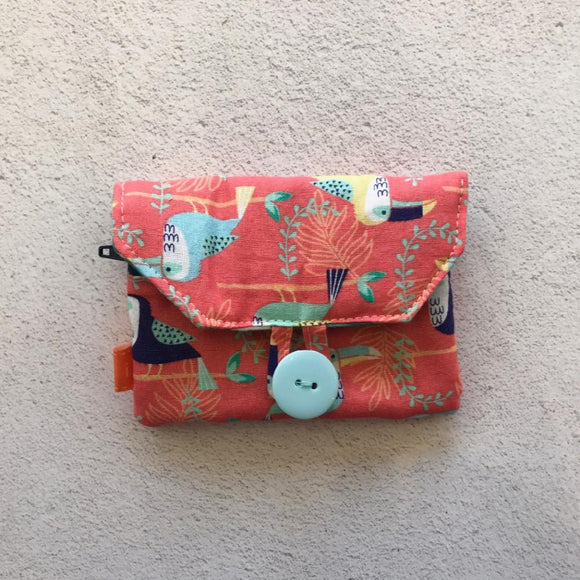 Fabric Purse with Zip Pocket - Tropical Toucans