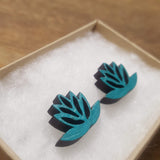 Lotus Stud Earrings - Teal