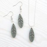 Dangly Leaf Earrings - Sage/Khaki Green