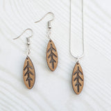 Dangly Leaf Earrings - Wood