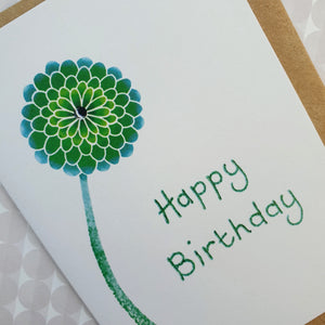 Green Chrysanthemum Flower - Birthday Card