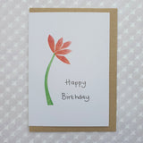 Red Flower - Birthday Card