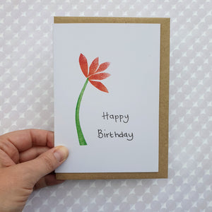 Red Flower - Birthday Card