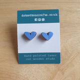 Mini wooden heart studs - Stainless steel posts