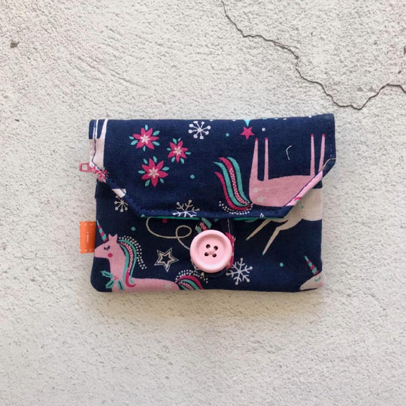 Fabric Purse with Zip Pocket - Unicorns