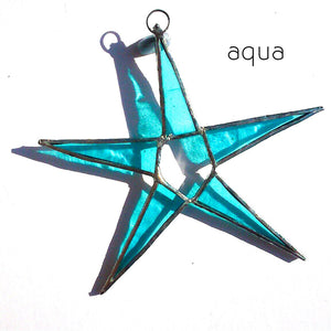 Aqua Stained Glass Star Suncatcher