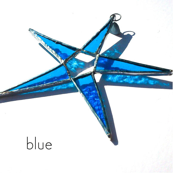 Blue Stained Glass Star Suncatcher