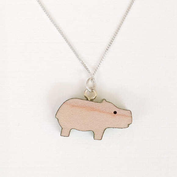Hippo Necklace on Silver Chain