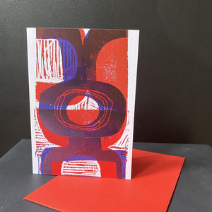 Red and Blue Abstract Greeting Card