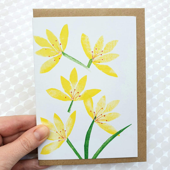 Yellow spring flowers - art card