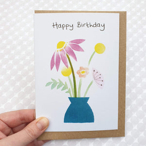 Birthday Card - Vase of Flowers
