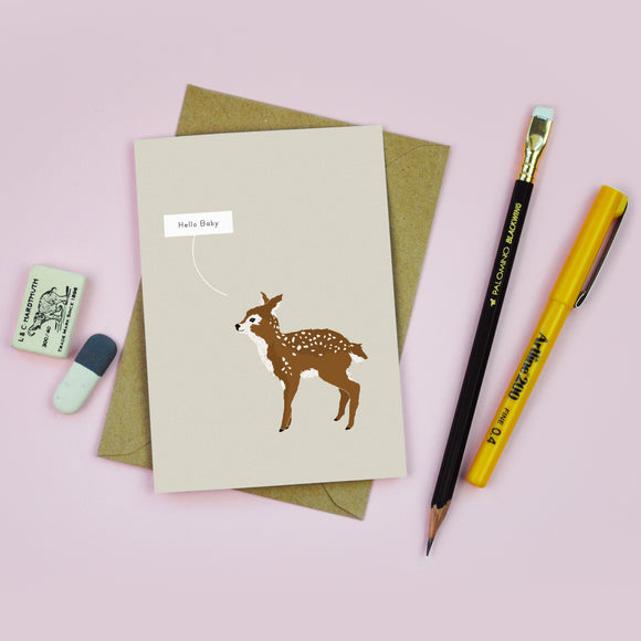 A6 New Baby Card - Deer