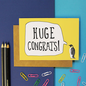 Huge Congrats Penguin Celebration Card