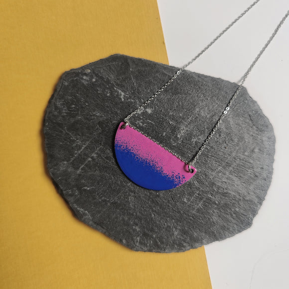 Necklace - Semi Circle - Dark Pink and Dark Blue