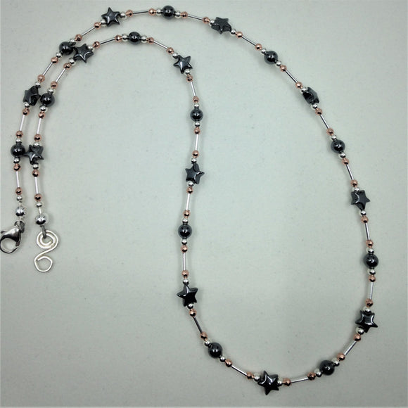 Silver and Haematite Star Necklace