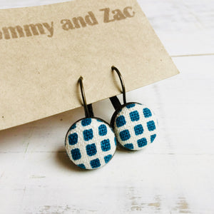 Japanese Fabric Earrings / Blue Check