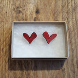 Red heart studs