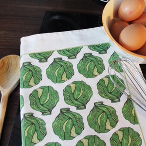Green Brussels Sprout Christmas Tea Towel