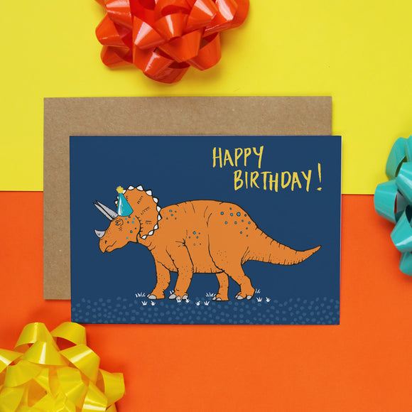 Triceratops Dinosaur Birthday Card