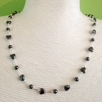 Silver and Hematite Heart Necklace