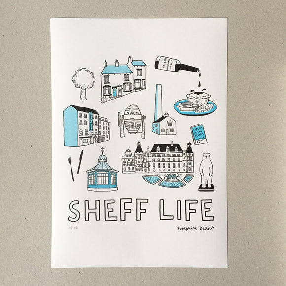 Sheff Life Risograph A3 Illustration Print