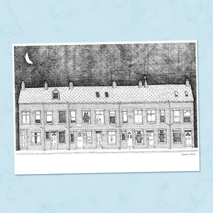 Terraced Houses A4 Illustration Print