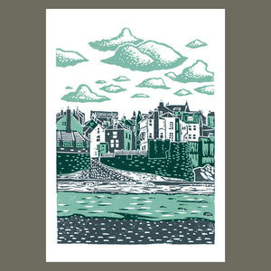 Robin Hood's Bay linocut poster-print